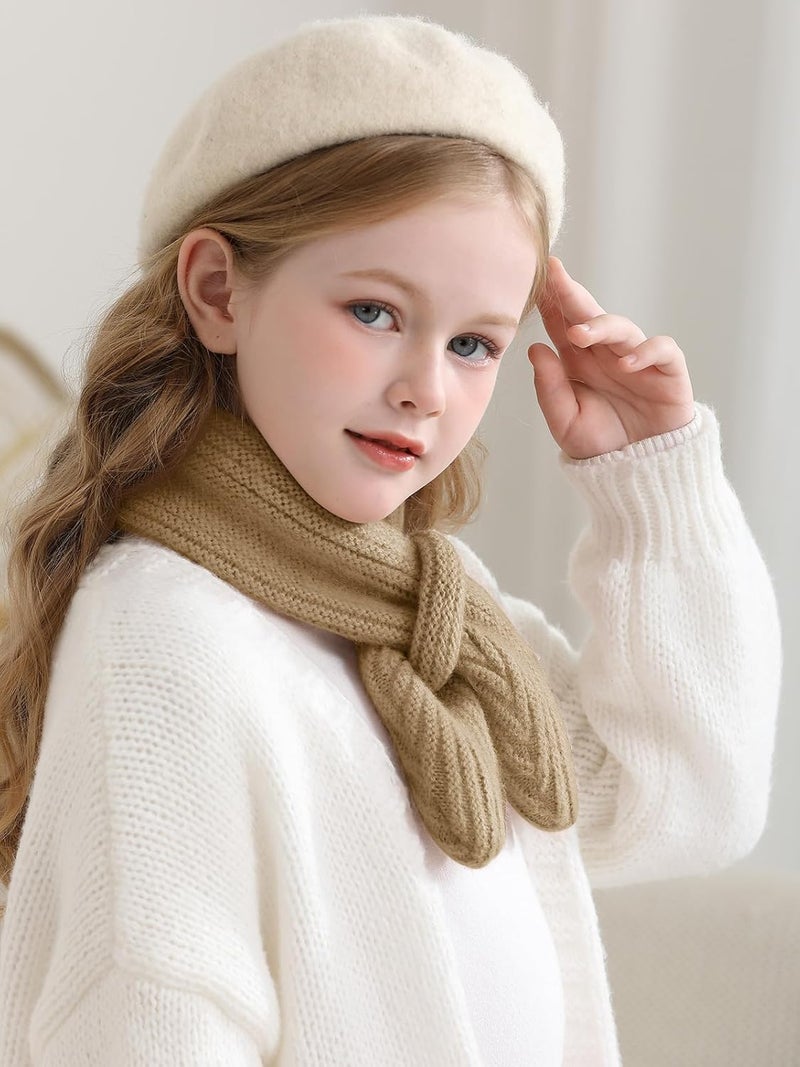 Haloumoning Kids Girls Knit Scarf Toddler Warm Winter Cross Tie Wrap Neck Warmer Cute Scarves 1-14 Years - Image 4